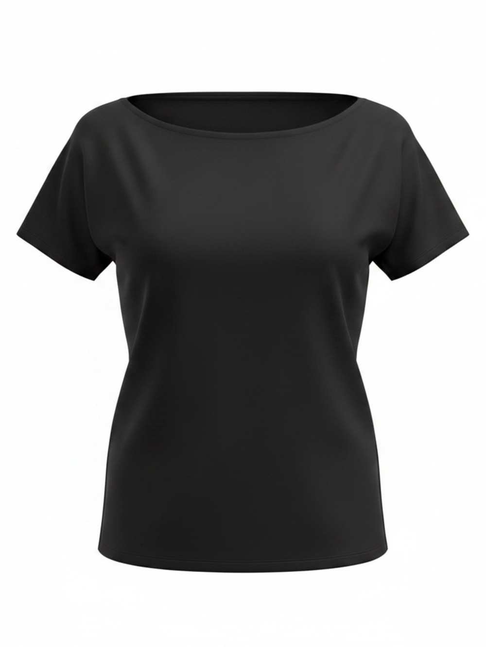 Women’s Black Boat Neck Short Sleeve Tee